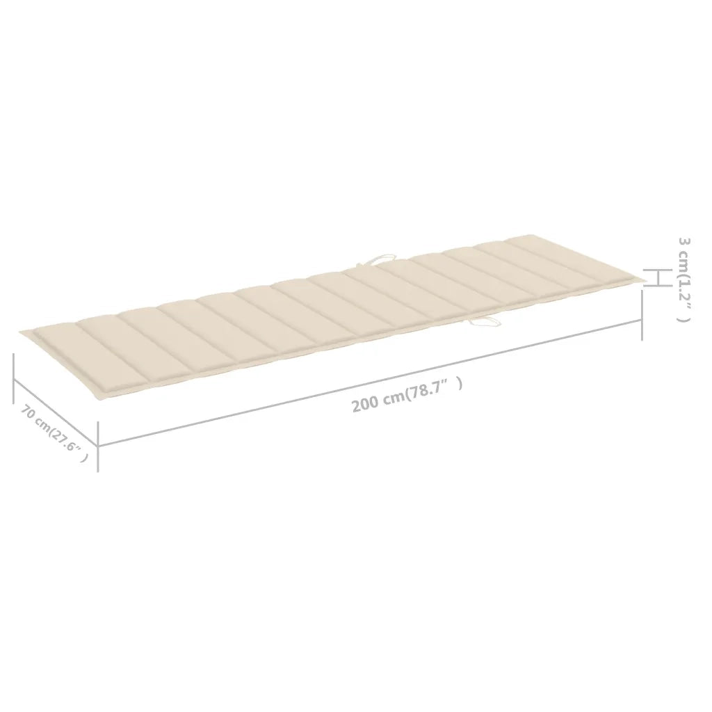 Lettino da Giardino con Cuscino Crema Legno Pino Impregnato cod mxl 7249