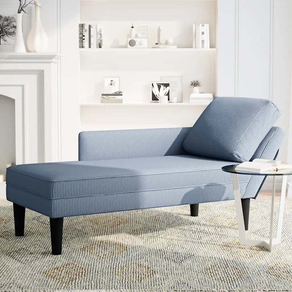 vidaXL Sdraio con Cuscino Destro in Velluto a Coste Blu