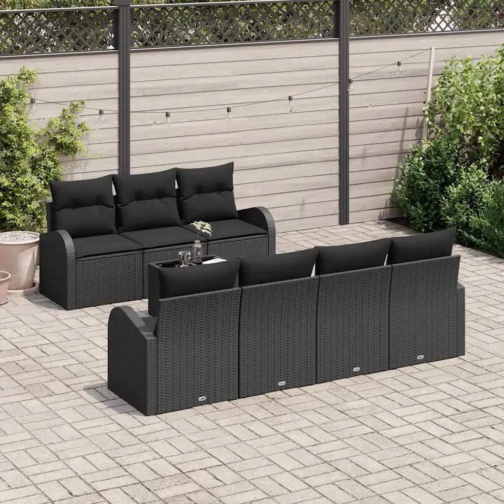 Set Divano da Giardino Nero 55 x 55 x 37 cm polyrattan 3345953