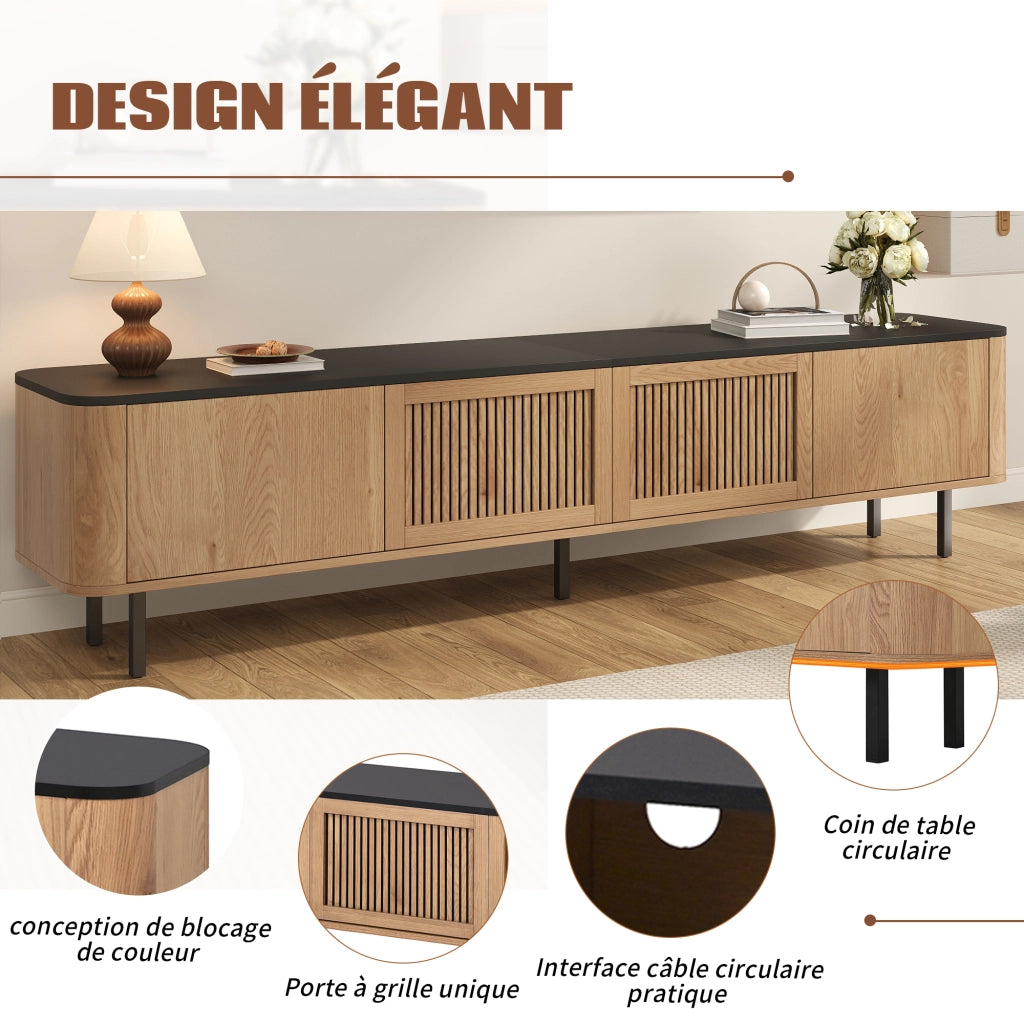 Mobile TV con 2 Ante a Griglia e 4 Vani; Stile Moderno; in MDF e Pannello Truciolare; 190??35??45 cm; Rovere
