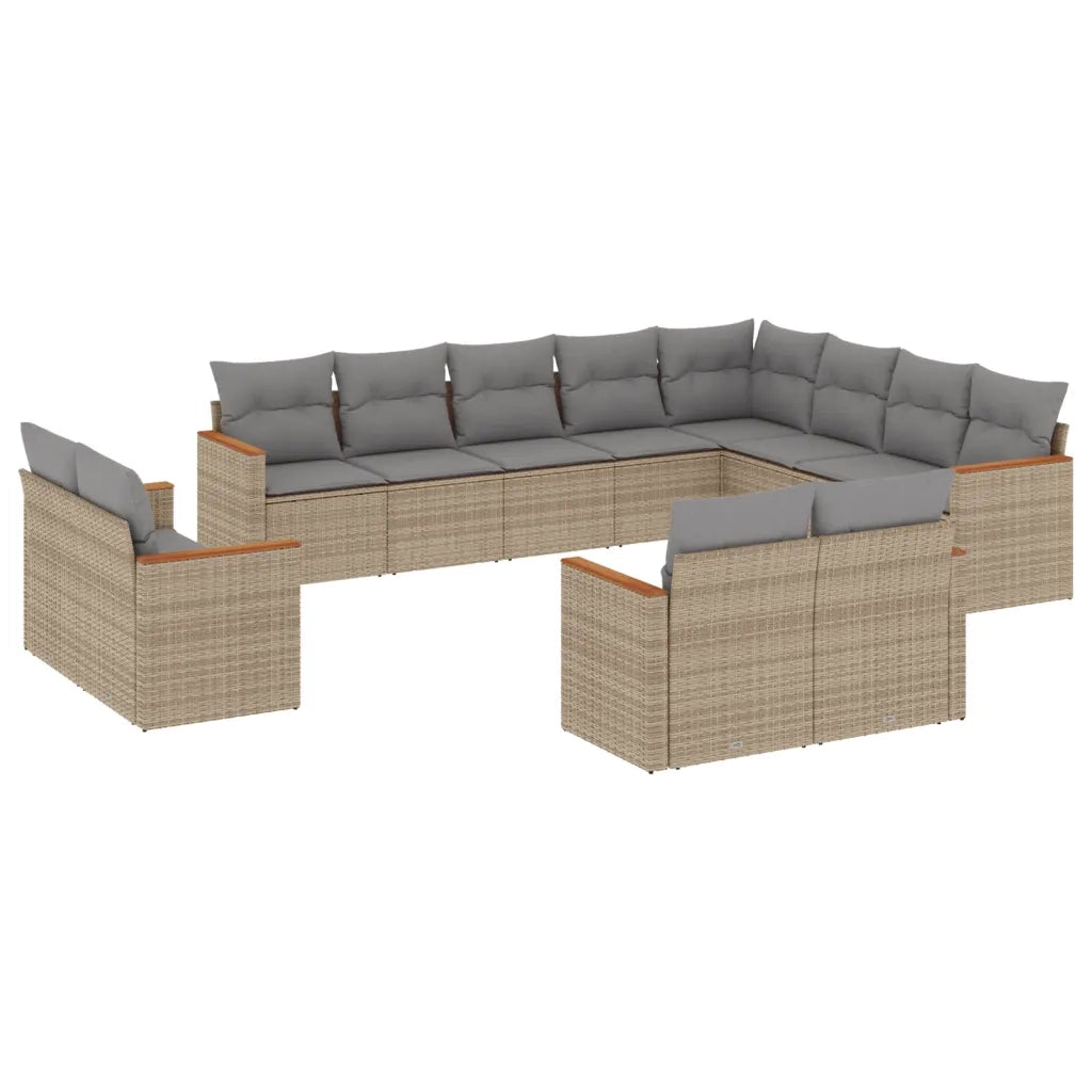 Set Divani da Giardino 12 pz con Cuscini Beige in Polyrattan 3258916