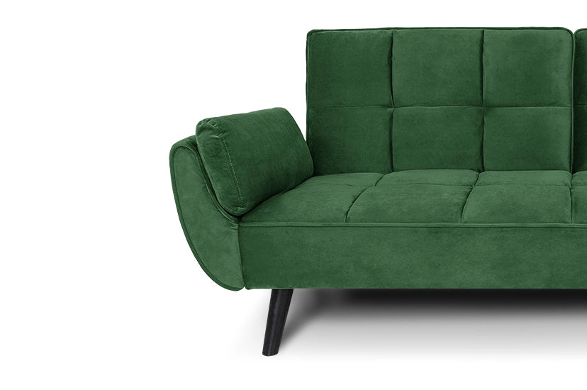 Divano letto clic clac in velluto verde scuro piede nero - divano 3 posti - Ambra - DL-AM30VLT-PLN
