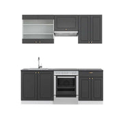 Cucina componibile Fame-Line Antracite-oro/Bianco 200 cm, PL Antracite Vicco