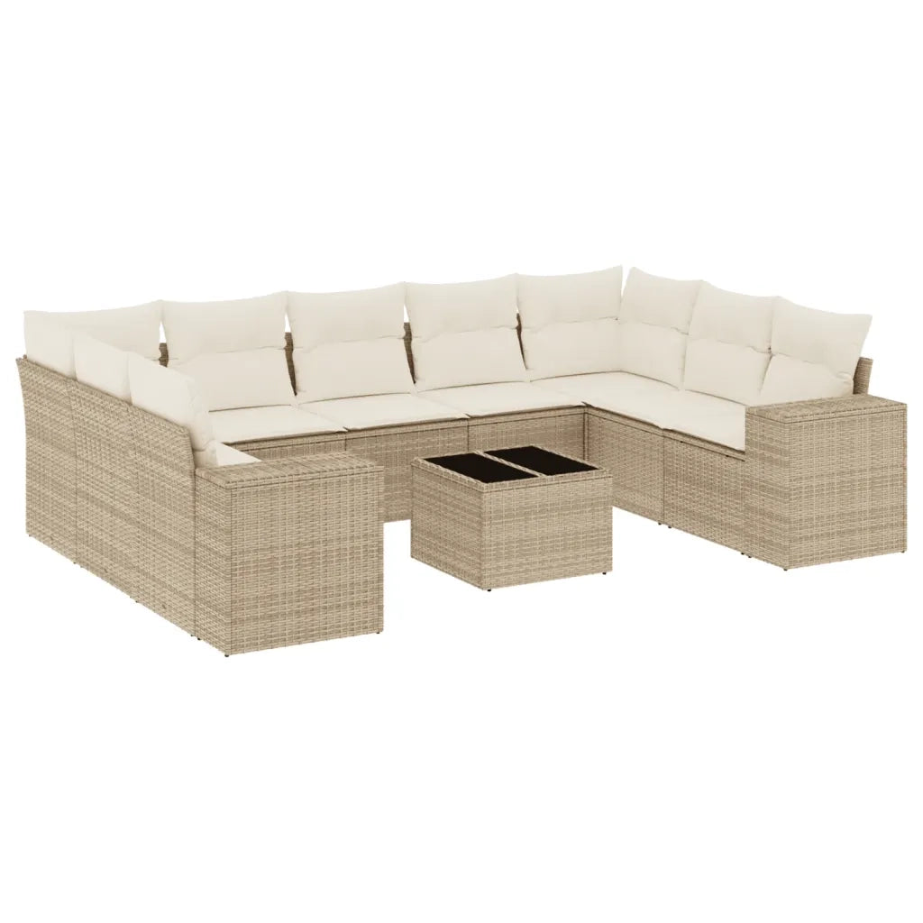 Set Divano da Giardino 10 pz con Cuscini Beige in Polyrattancod mxl 112750