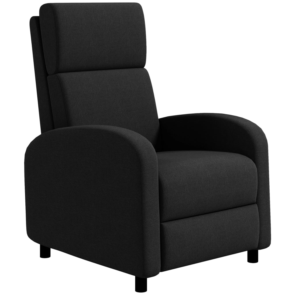 Poltrona Reclinabile Relax con Poggiapiedi in Tessuto ¨C Zephmum ¨C Nero