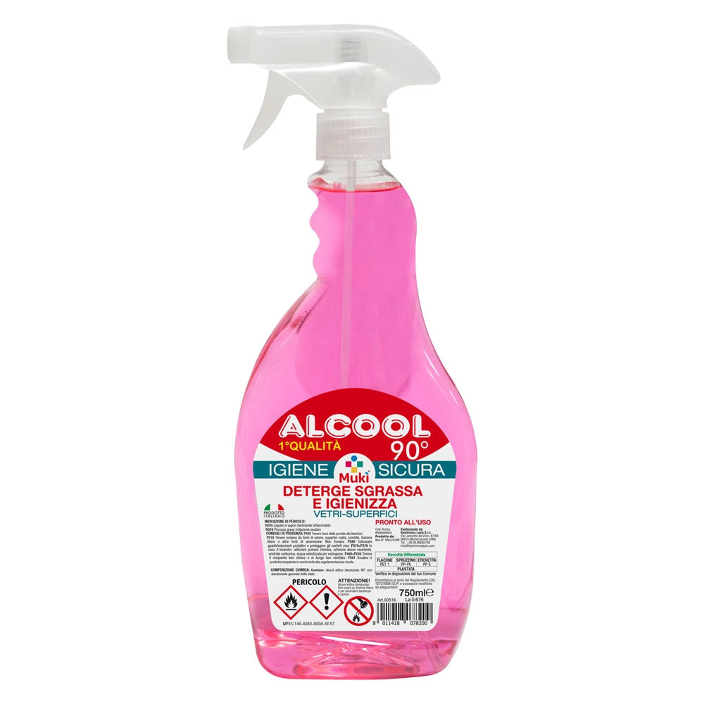 ALCOOL ETILICO DENATURATO '1 QUALITA' 90 Â°' Lt. 0,5 - 90 % vol. - bottiglia- 20 pezzi  - ITALCHIMICI LAZIO