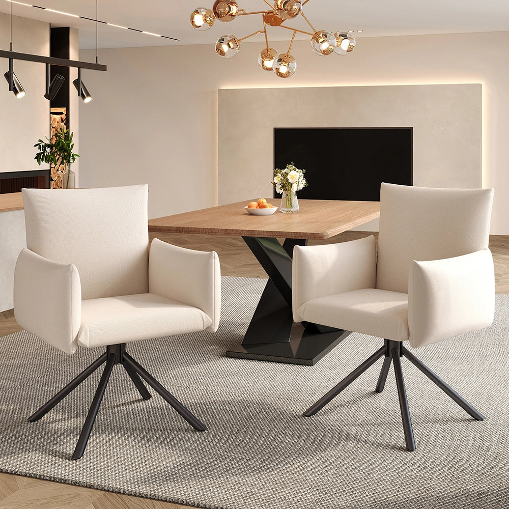 Sedia-Xylo-Lotto 2 girevole 360?? lino beige supporto lombare