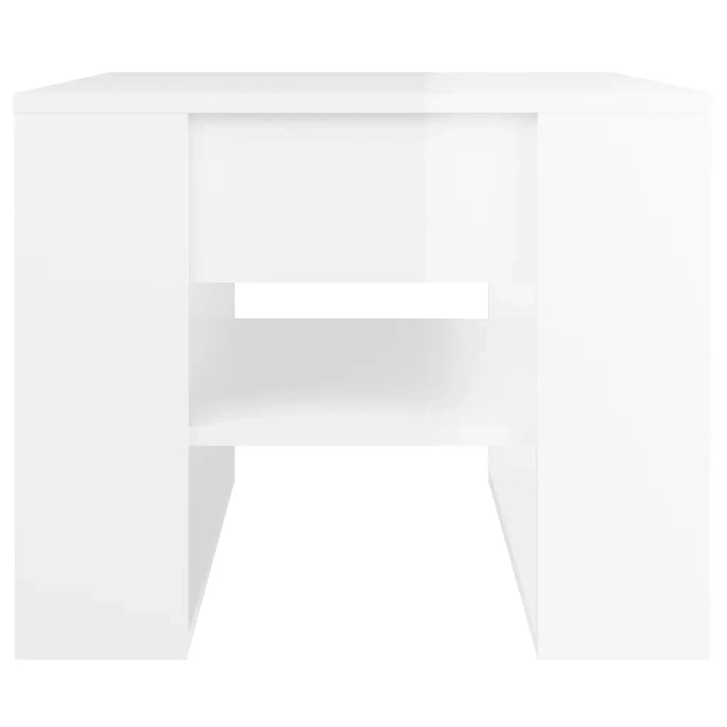 Tavolino Salotto Bianco Lucido 55,5x55x45 cm Legno Multistrato 810914