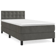 Letto singolo | Letto per adulti | Giroletto a Molle con Materasso Grigio Scuro 90x200 cm Velluto