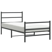 Letto singolo | Letto per adulti | Giroletto con Testiera e Pediera Metallo Nero 100x200 cm