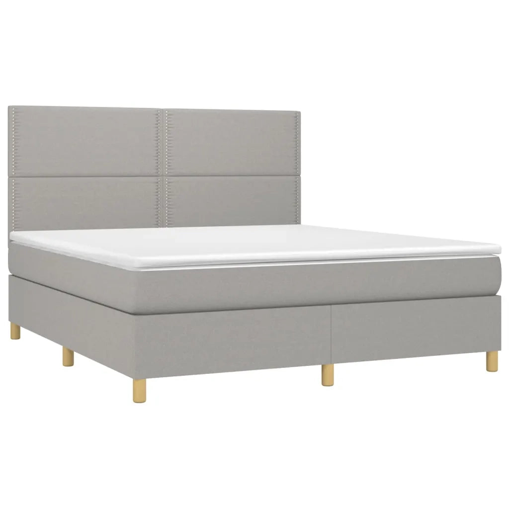 Letto a Molle Materasso e LED Grigio Chiaro 180x200 cm Tessuto 3135373