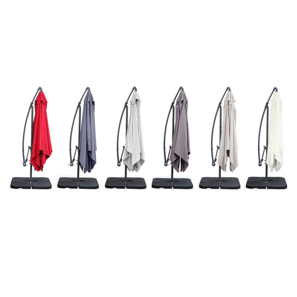 Ombrellone quadrato eccentrico, 3x3m, grigio
