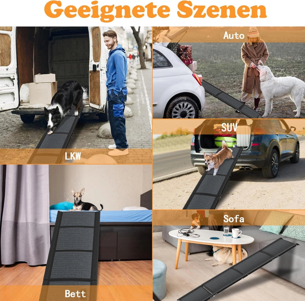 Rampa per cani pieghevole per auto, con superficie del tappeto, rampa per animali domestici, rampa per cani, antiscivolo, fino a 110 kg, rampa per cani per auto, camion, SUV