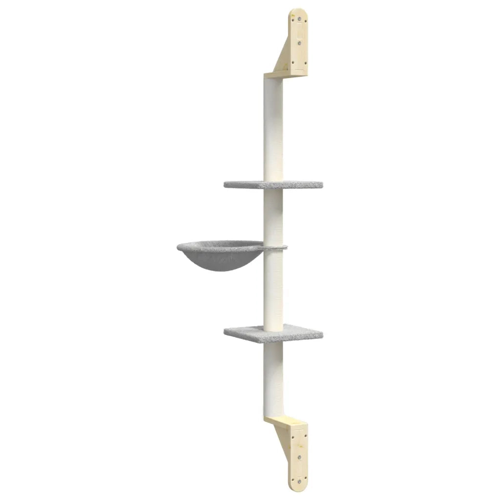 vidaXL Albero per Gatti con Tiragraffi a Parete Grigio Chiaro 142,5 cm
