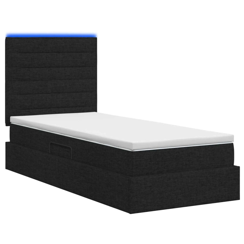 Letto con contenitore LED e materasso Nero 100 x 200 cm Tessuto 3459863