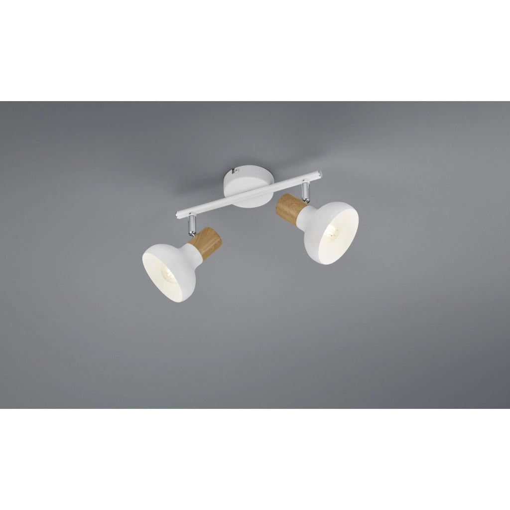 BARRA 2 SPOT LATIKA E14 30CM BIANCO / LEGNO.
