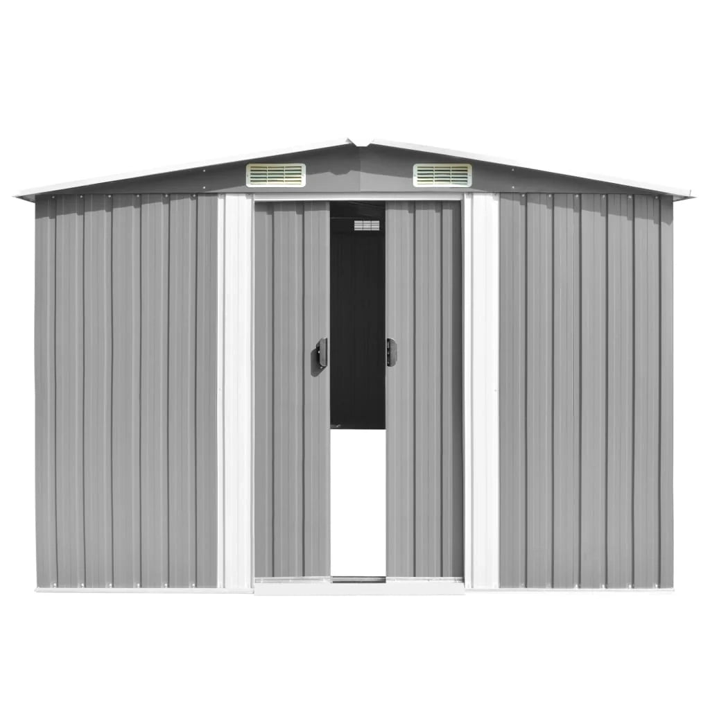 Casetta da giardino cabina ripostiglio casetta da esterno robusta casetta per attrezzi 257 x 990 x 181 cm acciaio zincato grigio 02_0022234