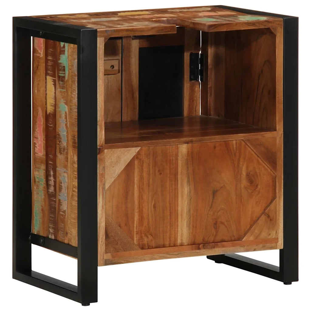 Mobile da Bagno con porta Marrone Legno Recuperato Massello 4013604