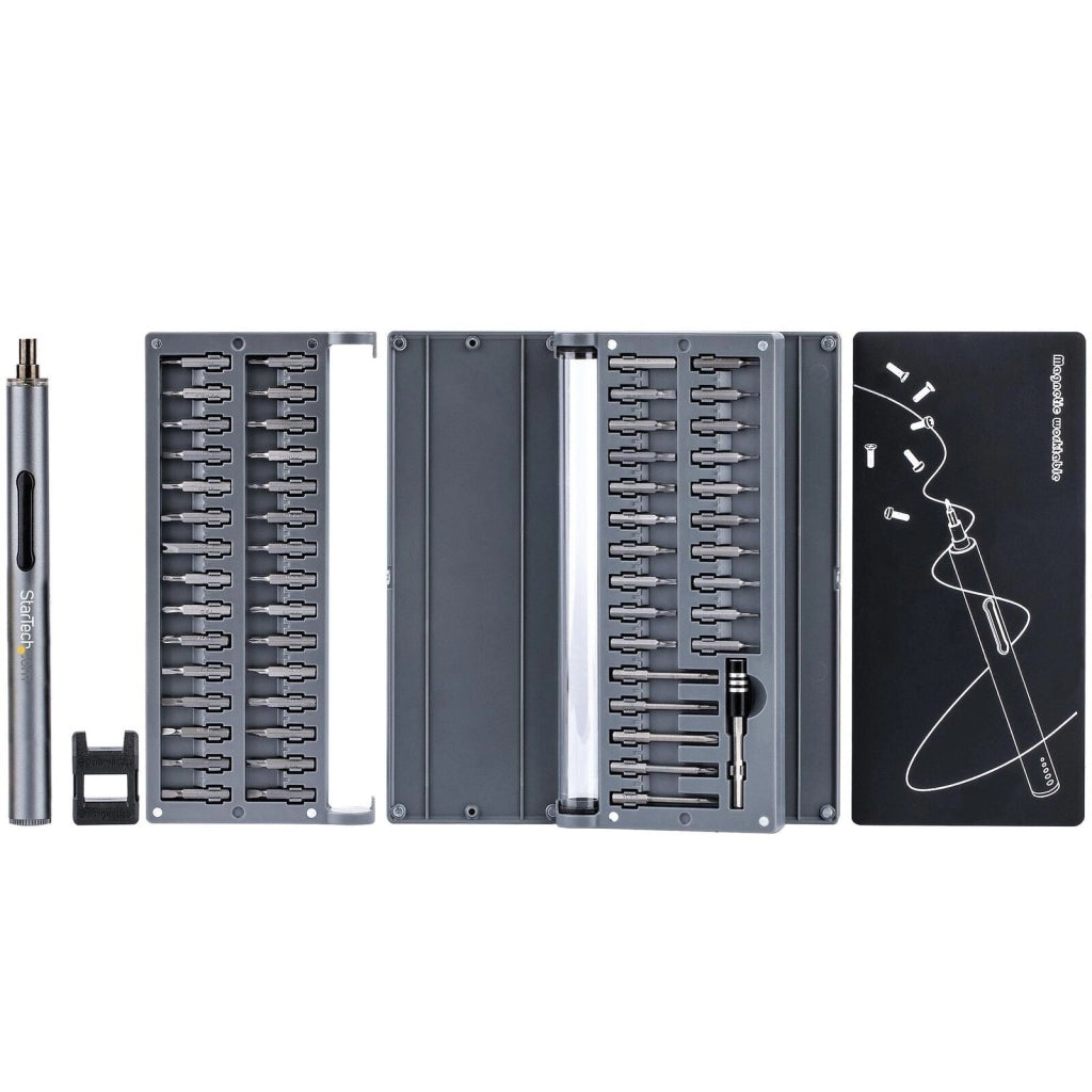 StarTech.com Set di cacciaviti elettrici di precisione 55 punte - Kit di cacciaviti a batteria portatile/mini per riparazioni di elettronica - magnetico - senza filo (CTK20PCEDRIVE)