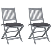Sedie da Giardino Pieghevoli 2pz con Cuscini in Massello Acacia cod mxl 6337