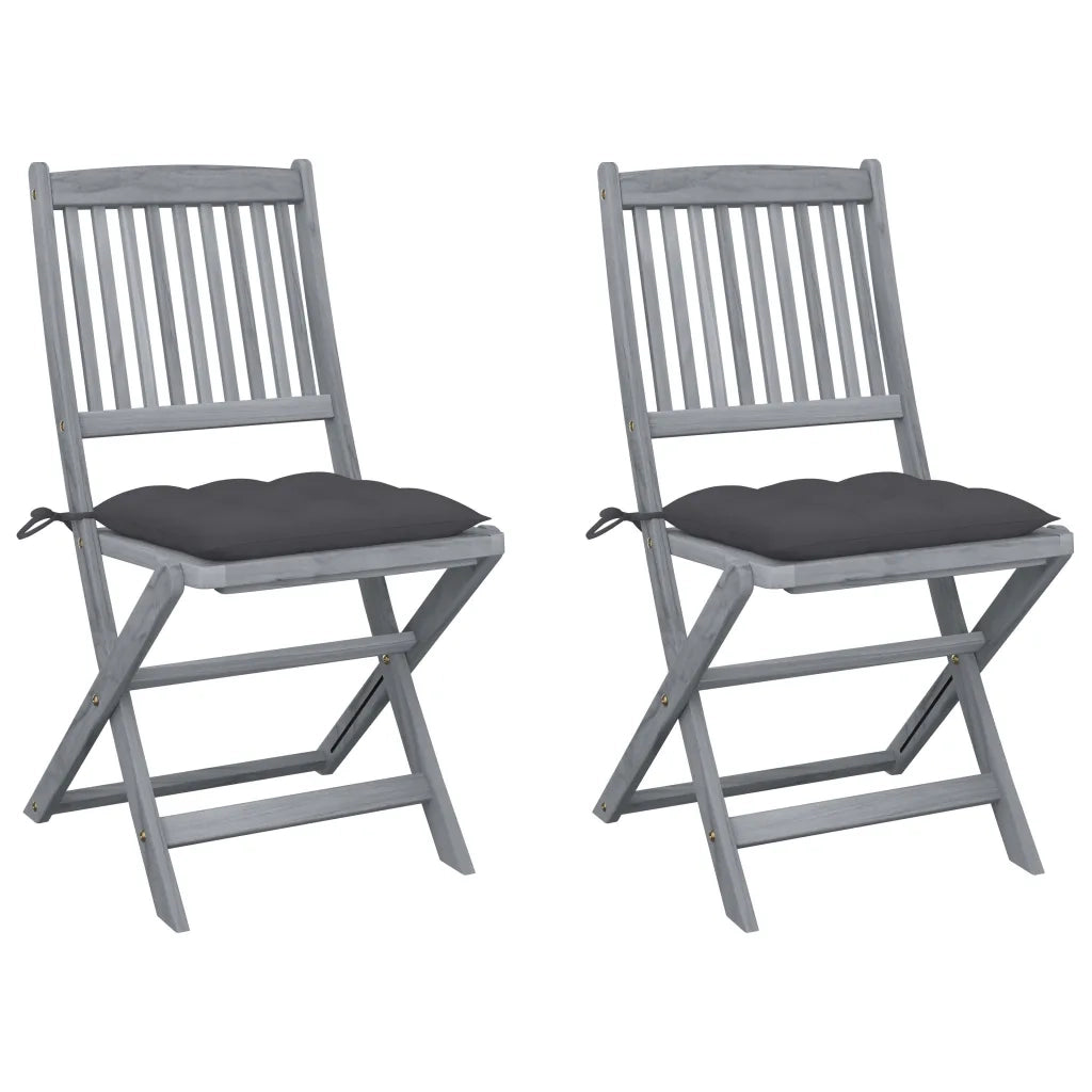 Sedie da Giardino Pieghevoli 2pz con Cuscini in Massello Acacia cod mxl 6337