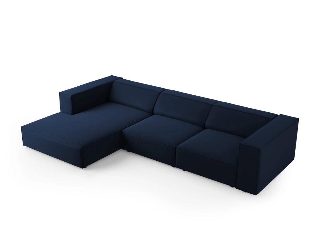 Cosmopolitan Design - Divano angolare sinistro "Arendal" 4 posti in velluto blu reale 