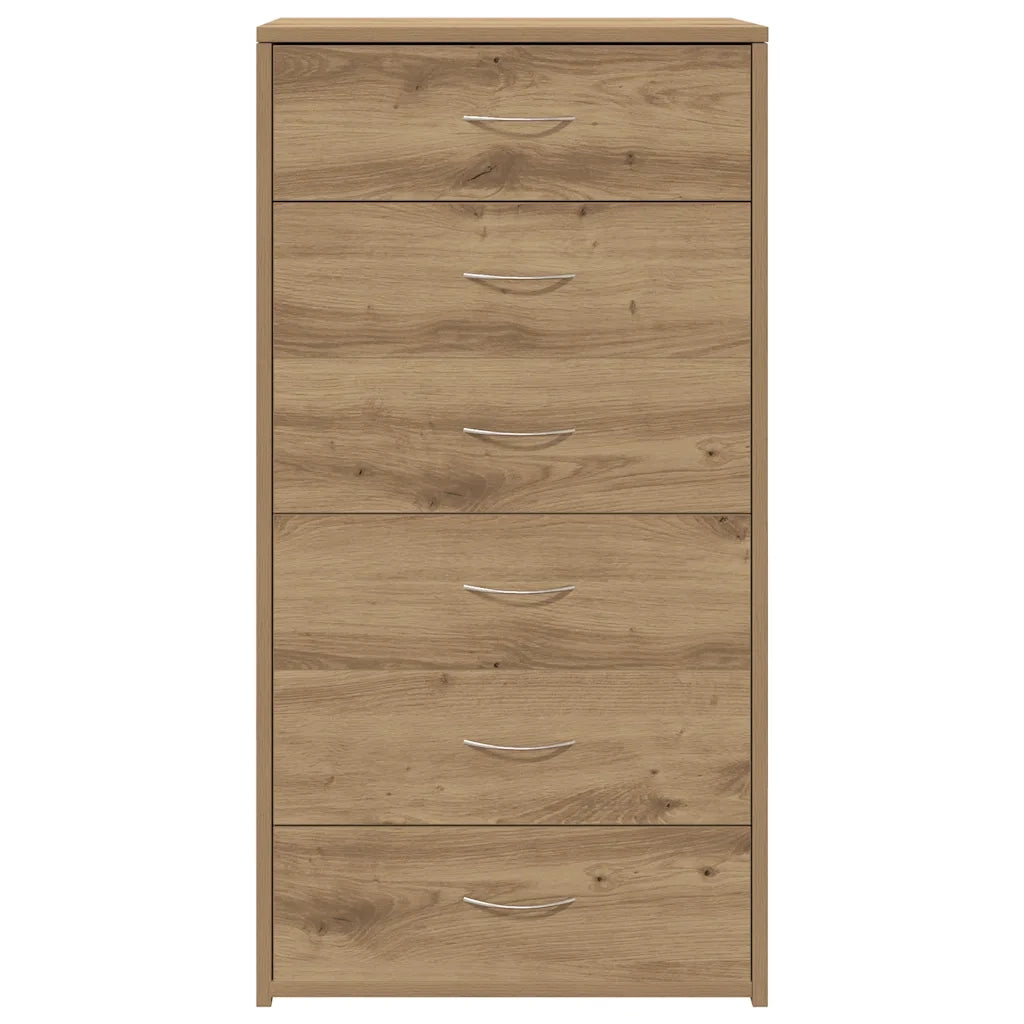 Credenza-Buffet-Armadio da cucina 6 Cassetti Rovere Artigianale 50x34x96cm Truciolato