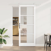 Porta Scorrevole  con Set Hardware Bianca 93x232 cm Legno Massello Pino