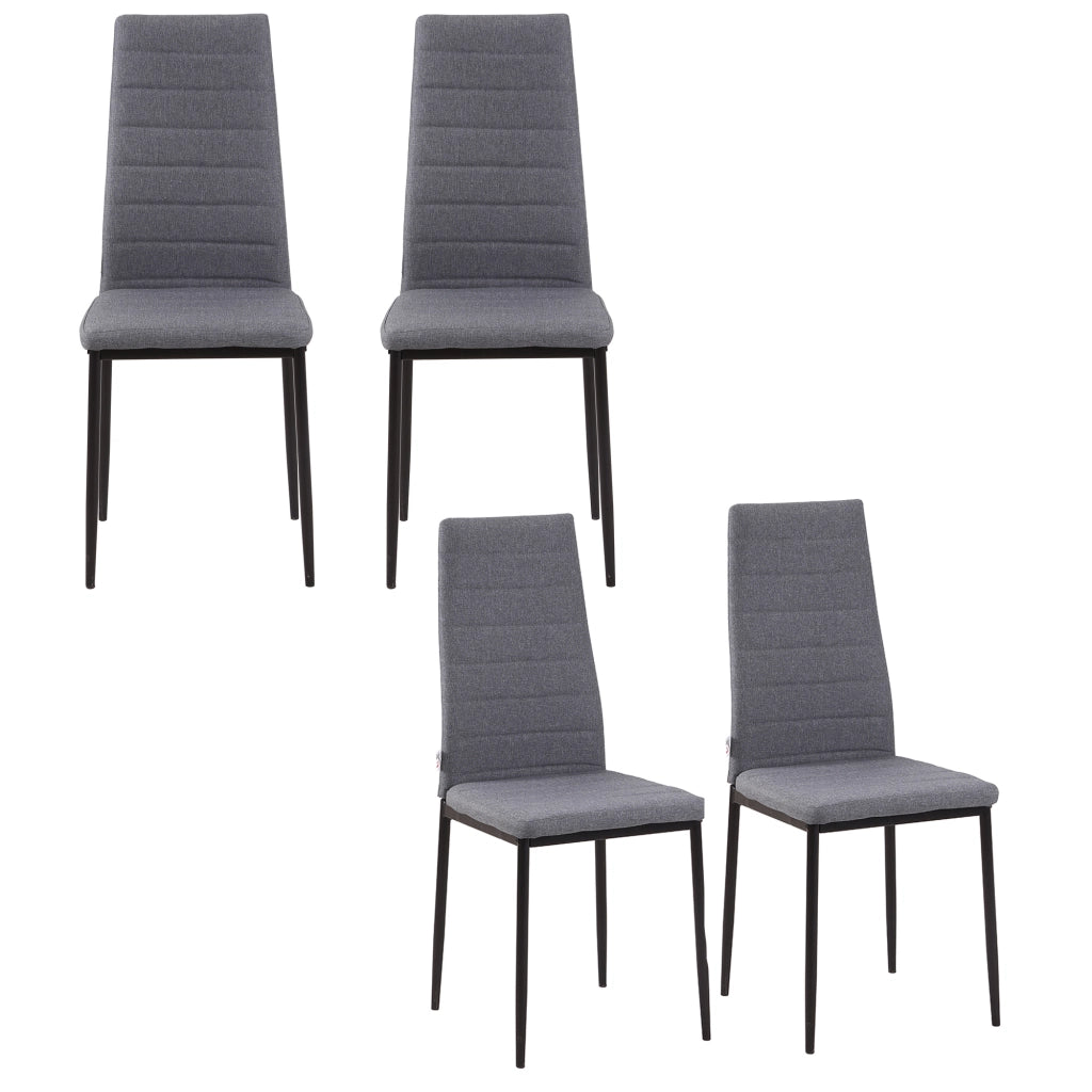 Set 4 Sedie Imbottite per Soggiorno o Sala da Pranzo, Sedie da Cucina Moderne, in Metallo e Tessuto Grigio