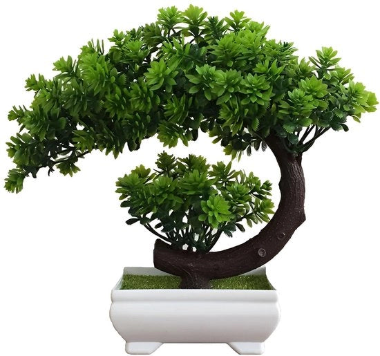 Pianta di Bonsai Artificiale, 1 pezzo Pianta di Bonsai Reale Artificiale Pianta di Bonsai con Foglie Artificiale e Mosso Pianta in Vaso per Ufficio/Vensterbank/Tavolo Esterno Decorazione