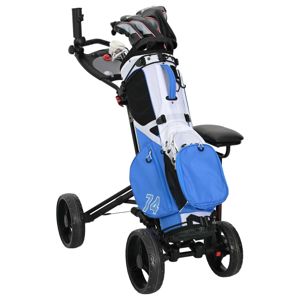 Carrello da golf con sedile Nero Alluminio Pieghevole CFW6376691