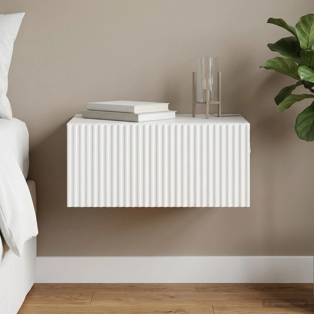 Mobiletto da notte a muro Bianco Lucido 49 x 34,5 x 20 cm 898453
