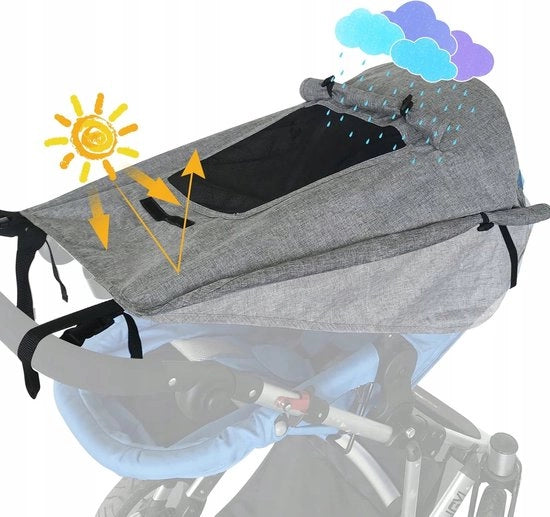Ombrellone per Bambini Universale con Telaio, UV 50+, Impermeabile, Grigio