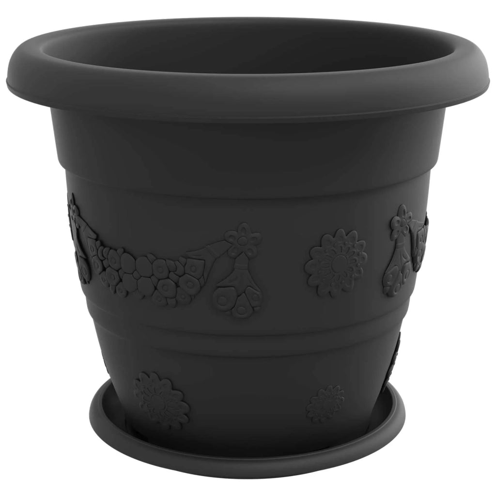 Fioriere | Cassetta per fiori | Vasi per Piante 24 pz Nero ? 39 x 32 cm Plastica