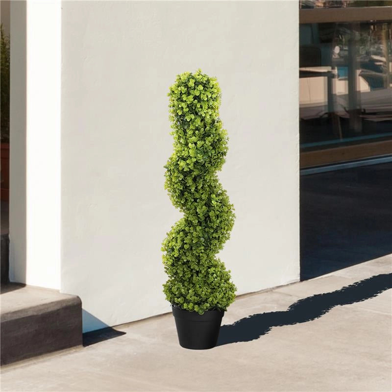 PIANTA FINTA DI EUCALIPTO A SPIRALE CON VASO INCLUSO PER INTERNO ED ESTERNO ALTEZZA 90 CM VERDE