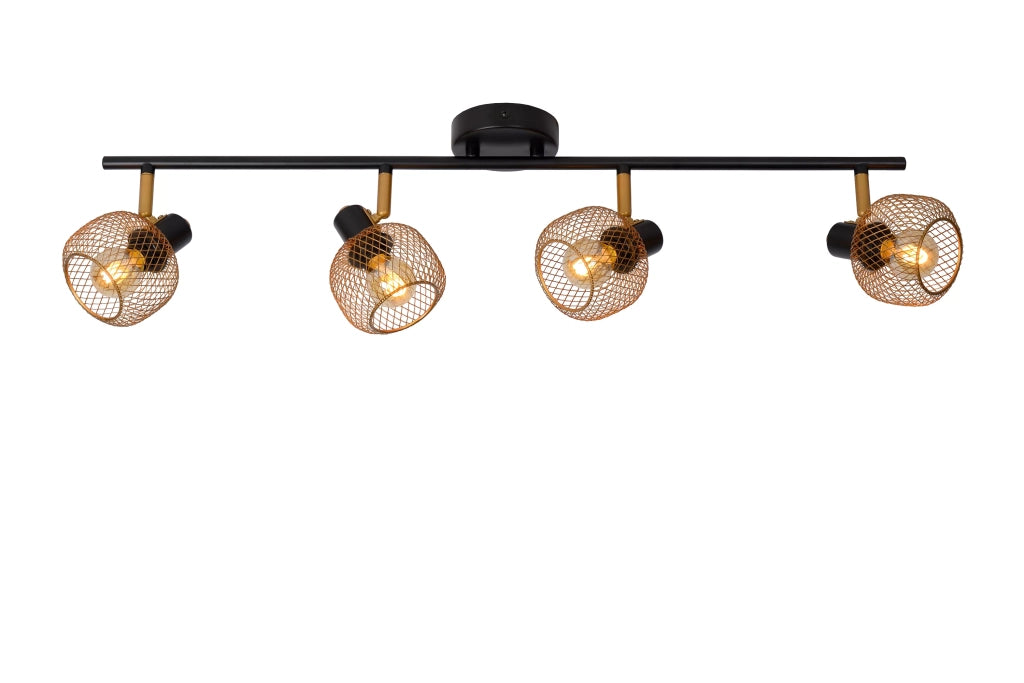 Plafoniera loft 4 faretti nero-oro 76cm Lucide Maren
