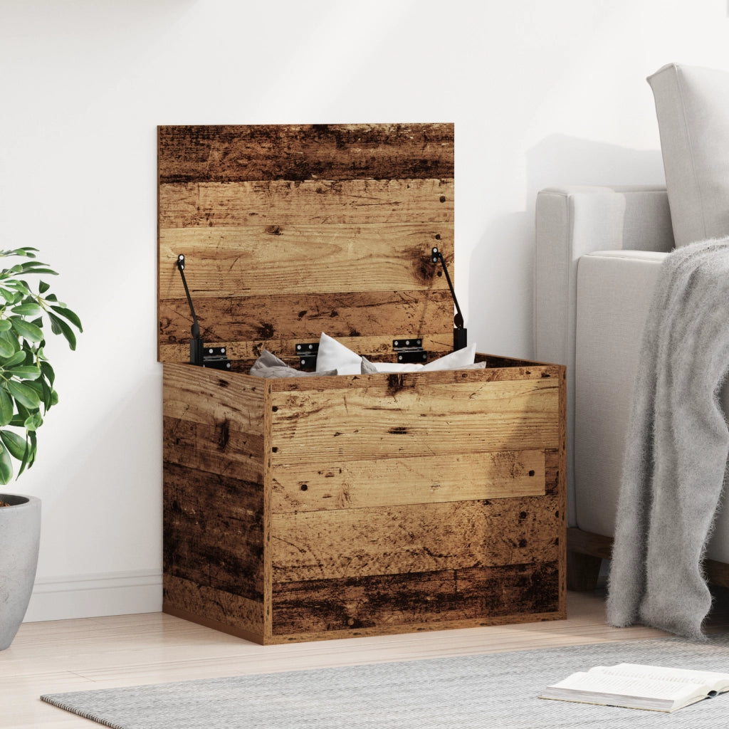 Cassa di stoccaggio  con coperchio in legno vecchio 60x42x46 cm in legno ingegnerizzato