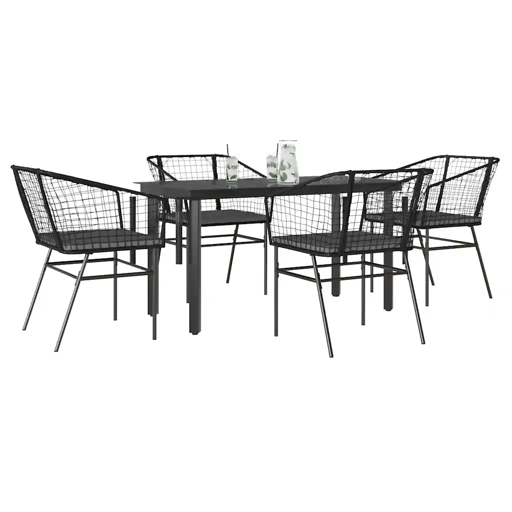 Set da Pranzo da Giardino con Cuscini 5 pz Polyrattan Vetro 3334599