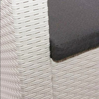 Set Salotto da Giardino Divano 2 Poltrone e Tavolino con Cuscini in Plastica Bianco