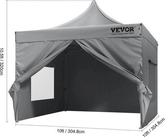 Tenda da Festa - Impermeabile - Pergola - Tenda con Pareti Lateral - Tenda di Lusso per Giardino - Easy Up - Tenda da Festa Solida 3x3 m - Qualitativa - Nera
