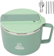 Set di Cucina Portatile con Filtro 1200ml - Coperchio a Filtro - Set di Cucina in Acciaio Inossidabile - Set di Cuciture per Cibo - Spork - Design Anti-Scorrevole - Ciotola da Sopra Portatile