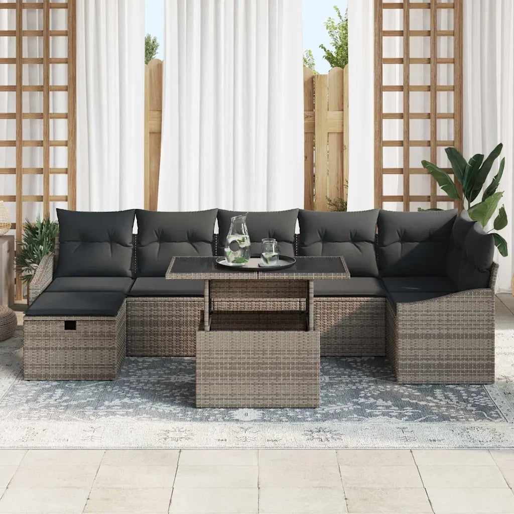Set Divano da Giardino 8 pcs Grigio polyrattan