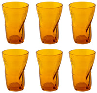 Set 6 Bicchieri Accartocciati 34 cl Ø8 cm in Vetro Pressato Kaleidos Arancioni