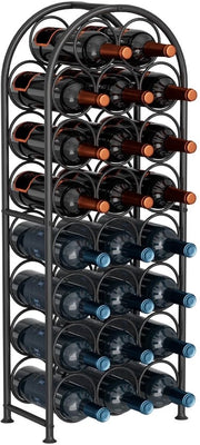 Wijnrek metallico a 23 flessini - Stante - Nero - Disegno curvo - Sostenibile - Spazievenditore - Archiviazione vini
