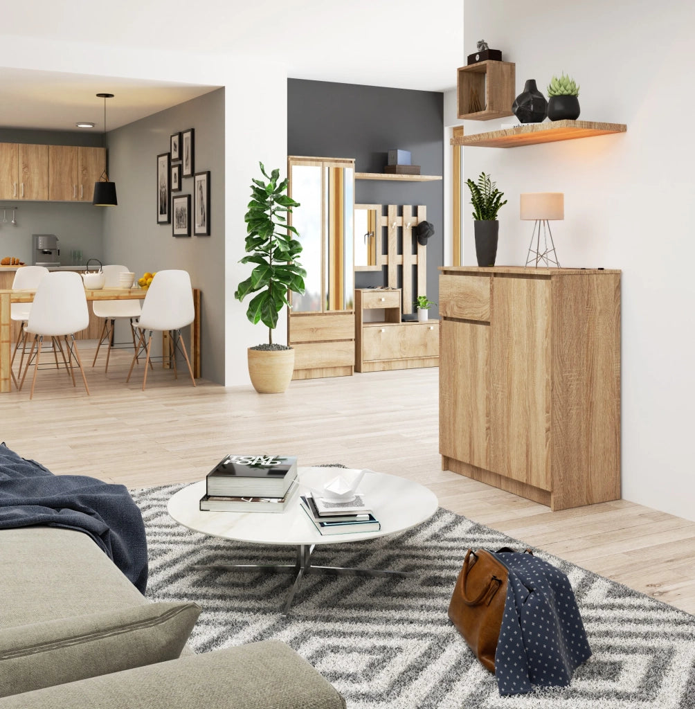Cassettiera AKORD K80 Cassettiera Sonoma Quercia 80 cm 2 ante 1 cassetto 80x40x99 cm
