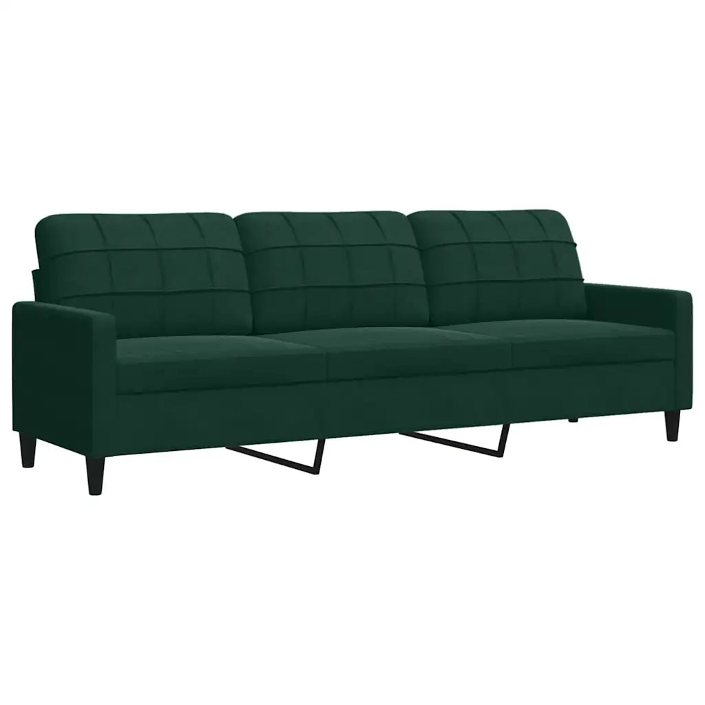 Set di Divani 4 pz con Cuscini e Rinforzi Verde scuro Velluto