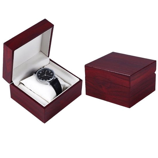 Cassa regalo in legno - Organizzatore per orologi - Marrone - Cuscino rimovibile - Sostenibile - 11,25 x 10,05 x 6,85 cm - Cassa orologi