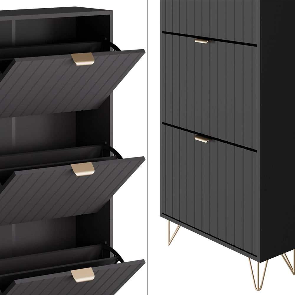 Armadio per le scarpe Helge Nero 60 x 166.7 cm 4 scomparti Vicco