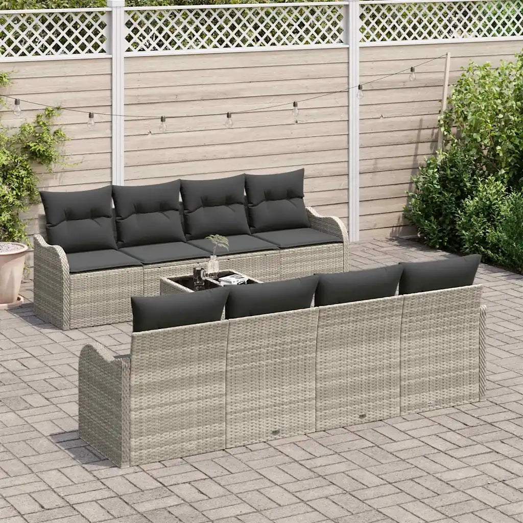 Set Divano da Giardino 9 pcs Grigio chiaro e grigio scuro 3354301