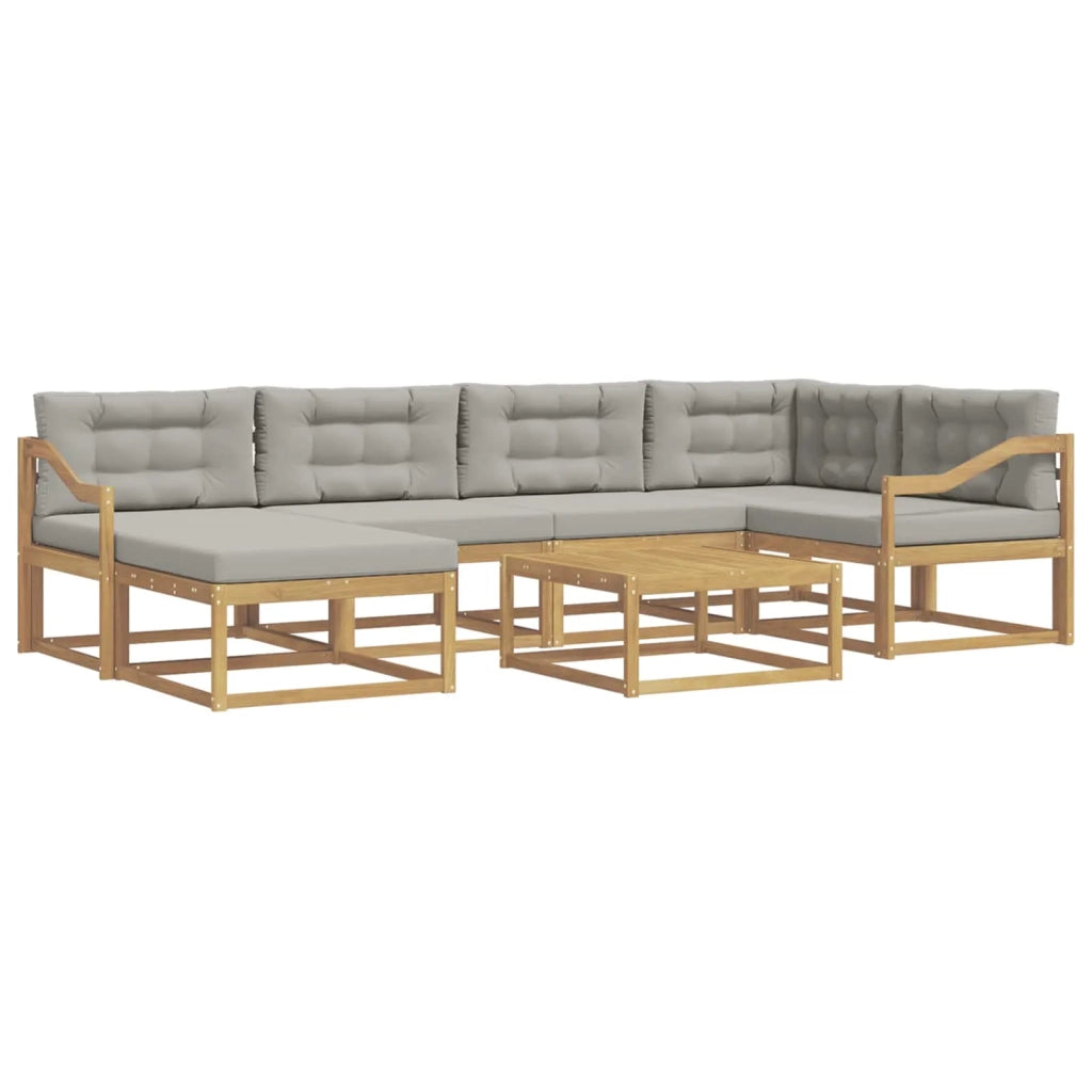 Set di divani da esterno 7 pcs Bianco e Grigio Chiaro